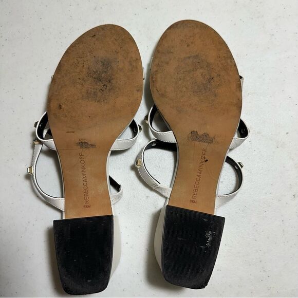 Rebecca Minkoff White Leather Iron Studded Slide‎ Heeled Sandal - SZ 8.5 - Picture 12 of 16